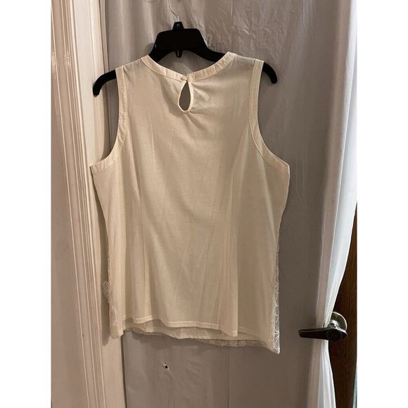 Van Heusen Women’s Cream Floral Lace Overlay Tank Top L - Picture 3 of 5